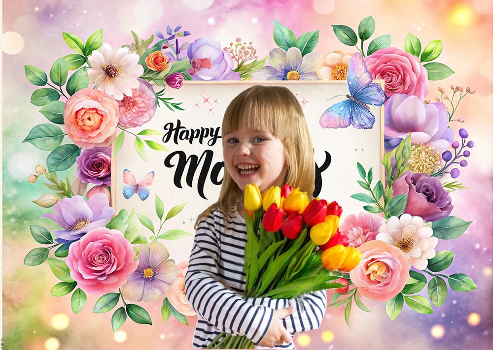 Dudaacvt 10x8FT Mother's Day Backdrop Pink Watercolor Flowers Backdrop Mother Day Party Decoration Mother's Day Birthday Party Decoration Photo Studio Props D762 3