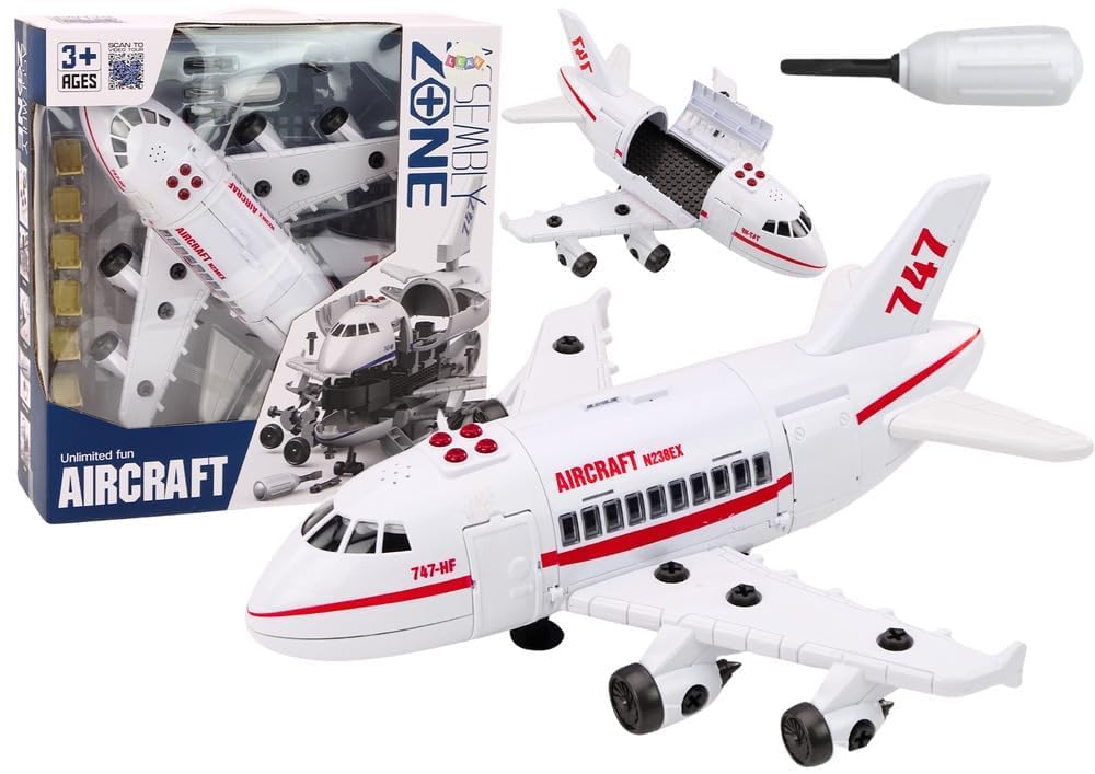 Black Foru Building Blocks acousto Optic Friction Music Model DIY Toys Assembly Airplane & Block and Friction & Push Button Toy 3