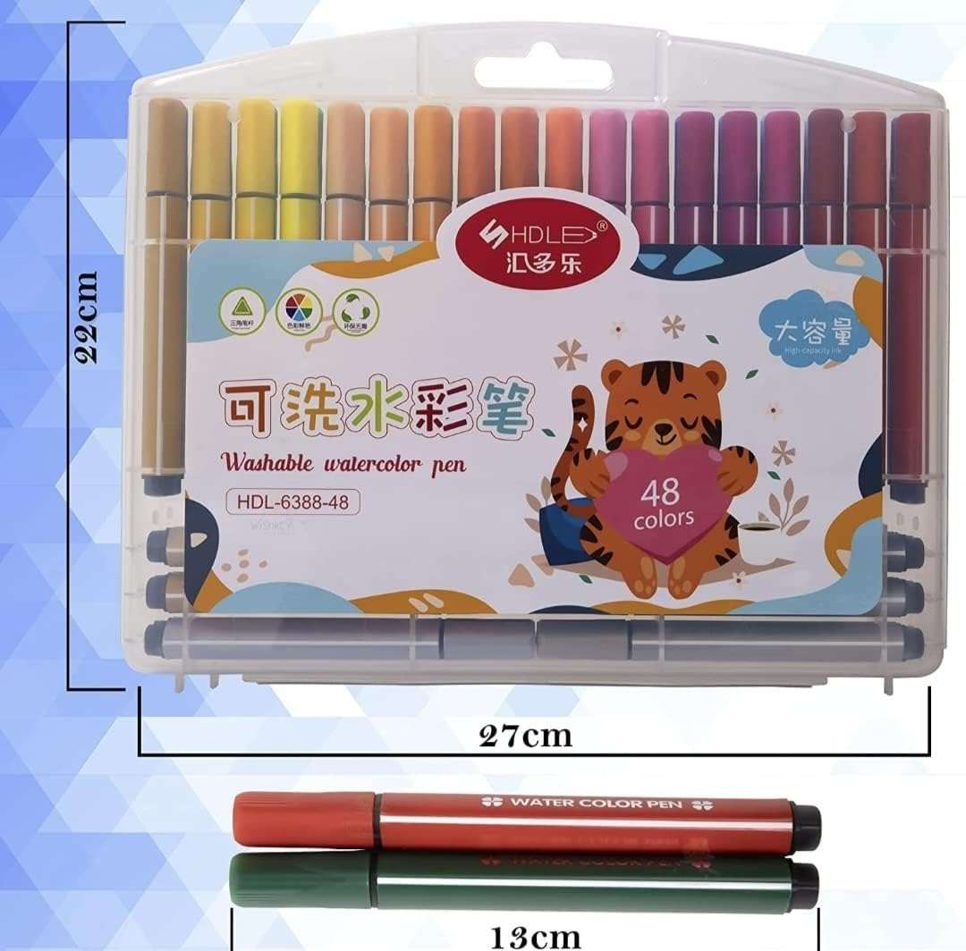 DEOXY Washable Watercolor Pens Set - Colouring Kit Art Markers Colour Sketch Pens Set Kids Artists Sketching Drawing Materials Craft Supplies Return Gift (48 Watercolor Pen Set) 5