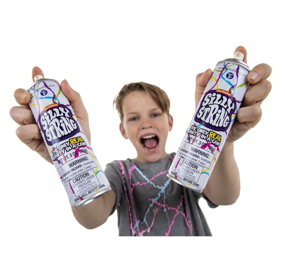 The Original Silly String! Silly String 24 pack, Assorted Colors, 3 oz Large Can – The Only Real Party in a Can! Be Silly! Shoots over 15ft! 5