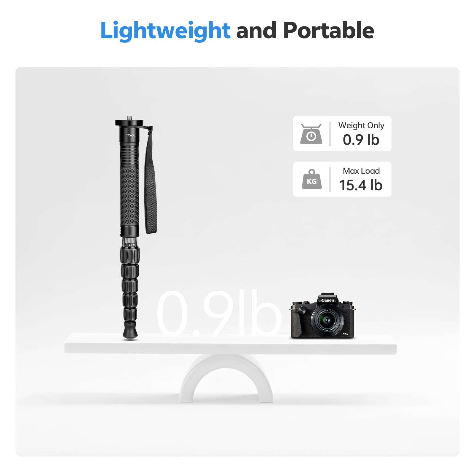 TONYBOO 61" Carbon Fiber Camera Monopod,28mm 6-Section Height,Portable Lightweight,Max Load 16 lbs,Travel Monopod for DSLR Mirrorless Cameras Camcorders Compatible with Canon Nikon Sony 3