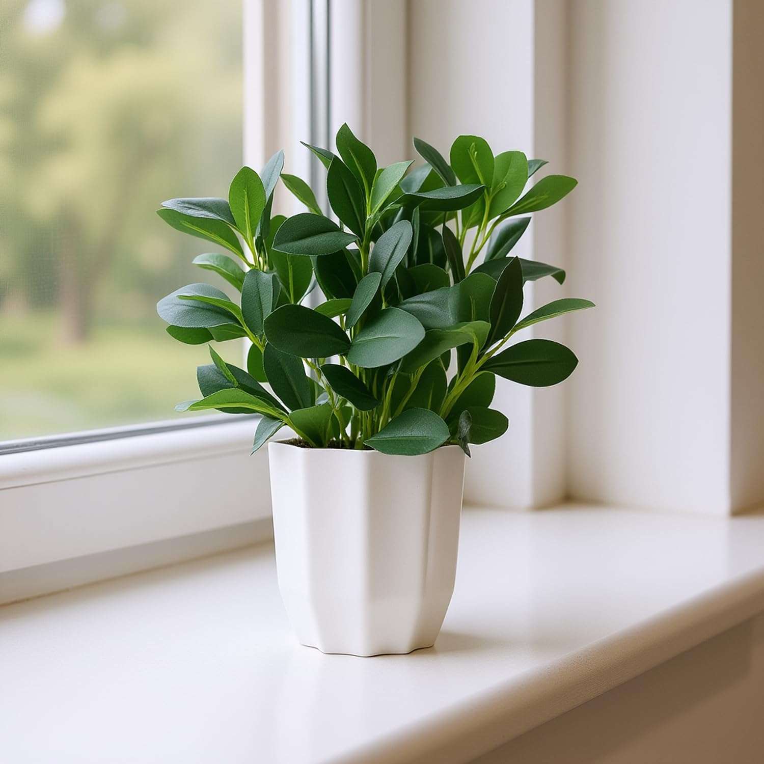 fancymart Plastic Artificial Rubber Plant With Pot Perfect For Home Decor And Office Decor, Ficus, Green 5