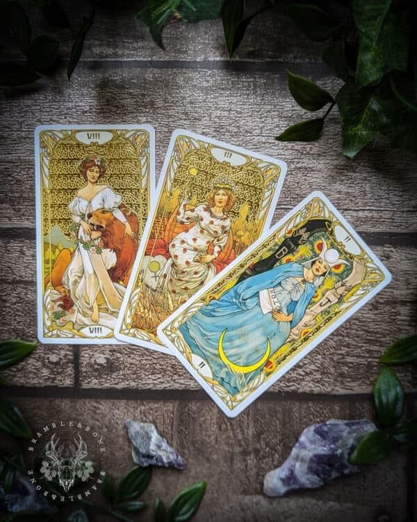RJKD New Cards Deck Golden Art Nouveau Oracle Tarot Cards A 78-Card Tarot Deck Among Most Popular English Oracle Divination Future Game Card Set God Fate Prediction Cards for Adult (Style 15) 5