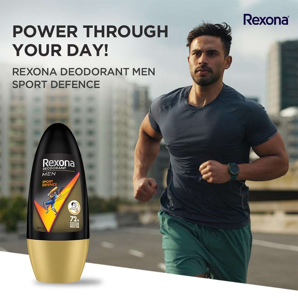 Rexona Men Sport Defence Underarm Roll-On Deodorant | 72 Hours Odour Protection with Fresh Masculine Scent | 0% Alcohol, Safe on Skin | 50 ML (Pack of 3) 5