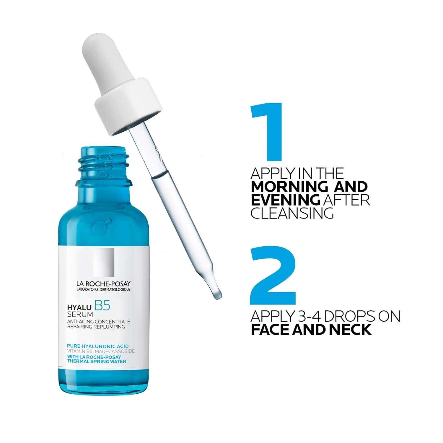La Roche-Posay Hyalu B5 Pure Hyaluronic Acid Serum for Face, Vitamin B5 + Hyaluronic Acid + Madecassoside, Hydrating Serum Visibly Plumps Skin, Sensitive Skin Safe, Anti Aging, Oil-Free 6