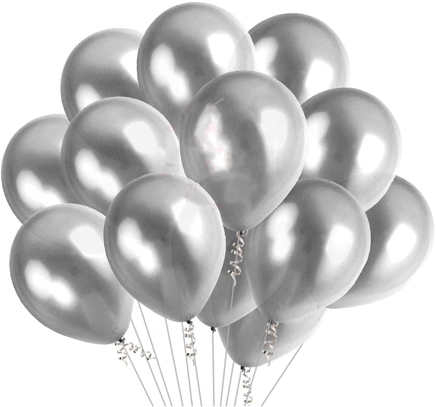 PRVV Decoration Metallic Balloon. Metallic Balloons pack for birthday decoration, HD Metallic Balloons Decoration for Birthday, Anniversary Party. (Pack of 25, Silver-White) 5