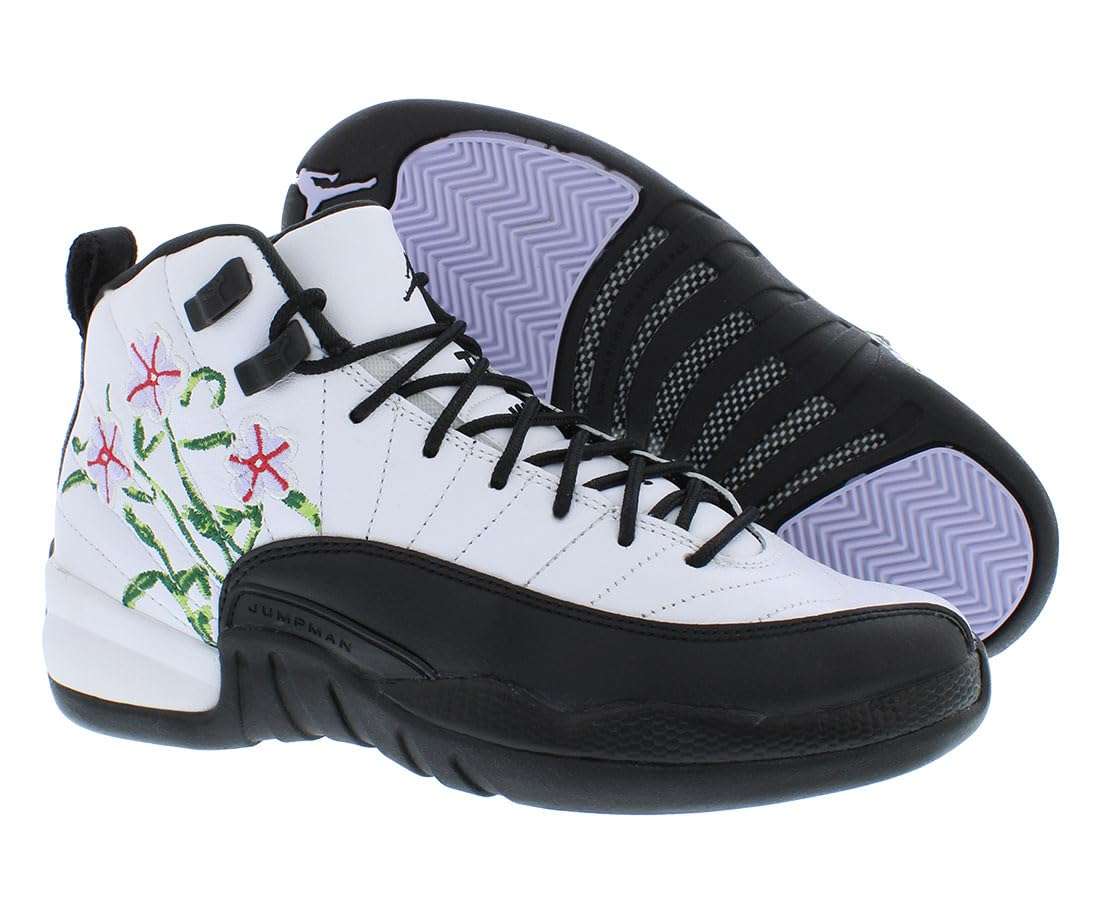 NIKE Jordan Air 12 Retro (Big Kid) White/Black/Vivid Green/Lavender Mist 6 Big Kid M 2