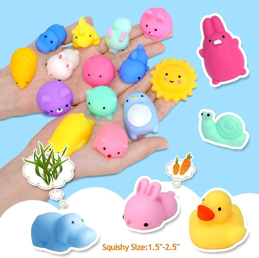 AIMEDYOU 16 Pcs Mochi Squishy Toys Mini Squishy Animal Squishies Party Favors for Kids Kawaii Squishy Squeeze Toy 3