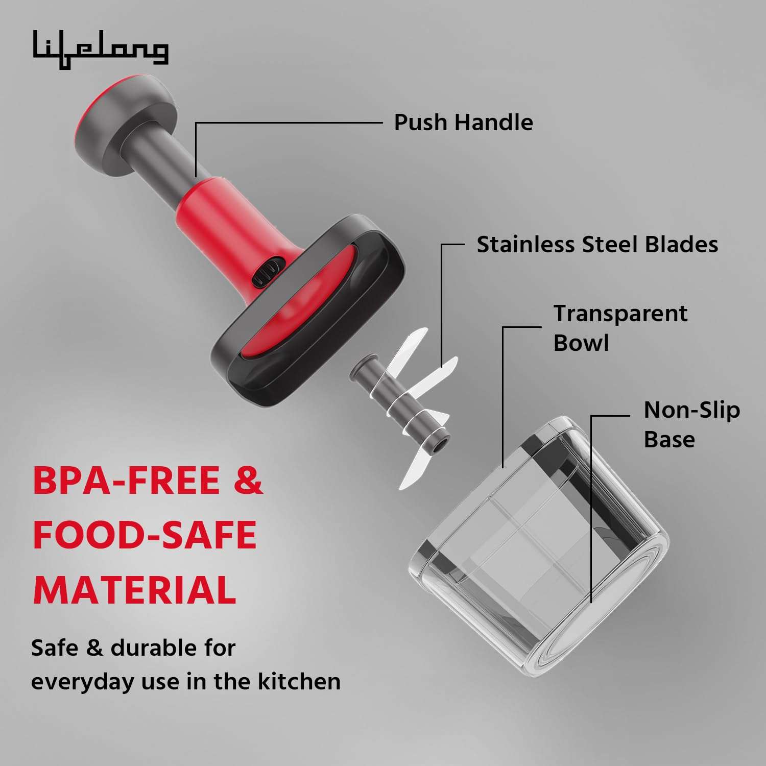 Lifelong Push Chopper 650ml | Compact and Efficient Vegetable, Onion, and Garlic Chopper, Essential Manual Kitchen Cutter for Quick and Easy Food Preparation, Ideal for Small Kitchens and Meal Prep 6