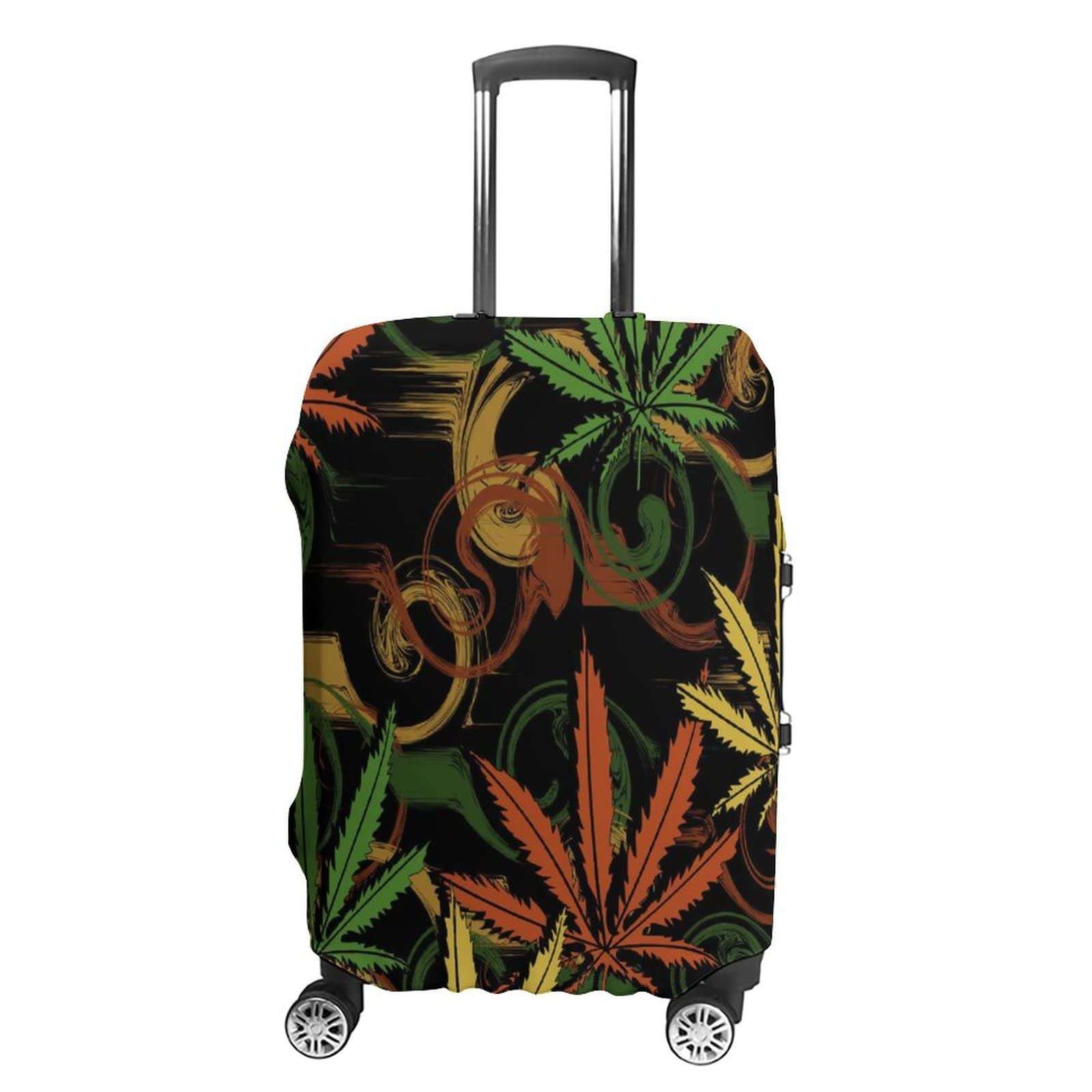 Rasta Weed Leaf Luggage Cover Washable Suitcase Protector Travel Essentials for 21/24/26/30/32 Inches Baggage L 1