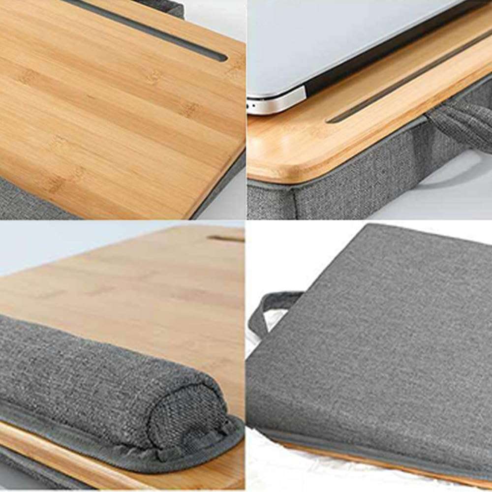 YTHYTHYTH Storage Pockets with Soft Pillow Stable Durable Office Home Multifunctional Lightweight Wooden Laptop Desk Handle Design 1