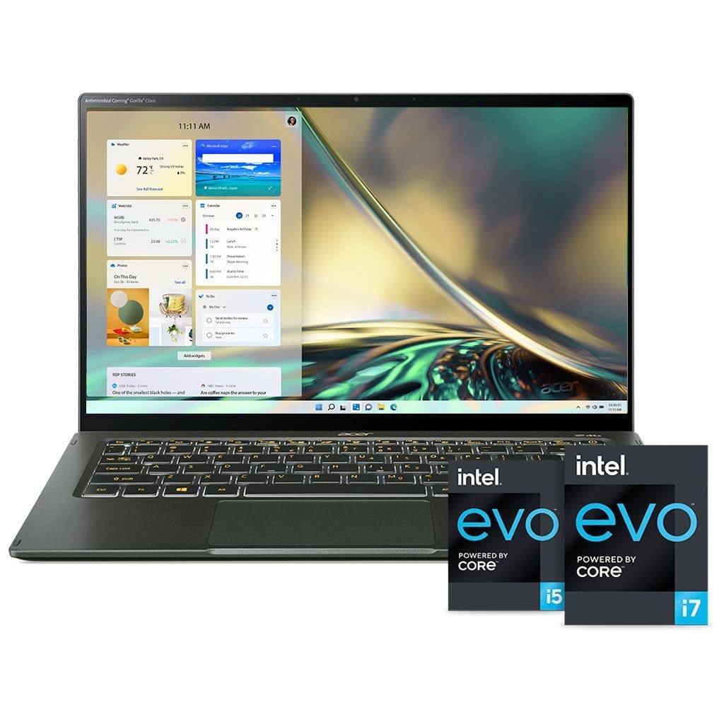 Acer Swift 5 Intel i7 11th Gen 14"(35cm) Ultra Thin and Light EVO Business Laptop (16GB RAM/1TB SSD/ Windows 10 Home/ Full HD IPS Display with Touchscreen, Mist Green, 1.05 kg) SF514-55TA 1