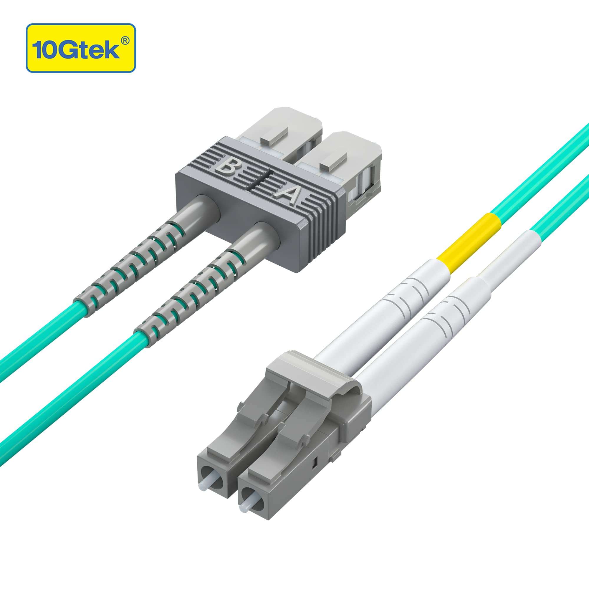 10Gtek Fiber Patch Cable - LC to SC OM3 10Gb/Gigabit Multi-Mode Jumper Duplex 50/125μm LSZH Fiber Optic Cord, Aqua, 10-Meter(32.8ft) 4