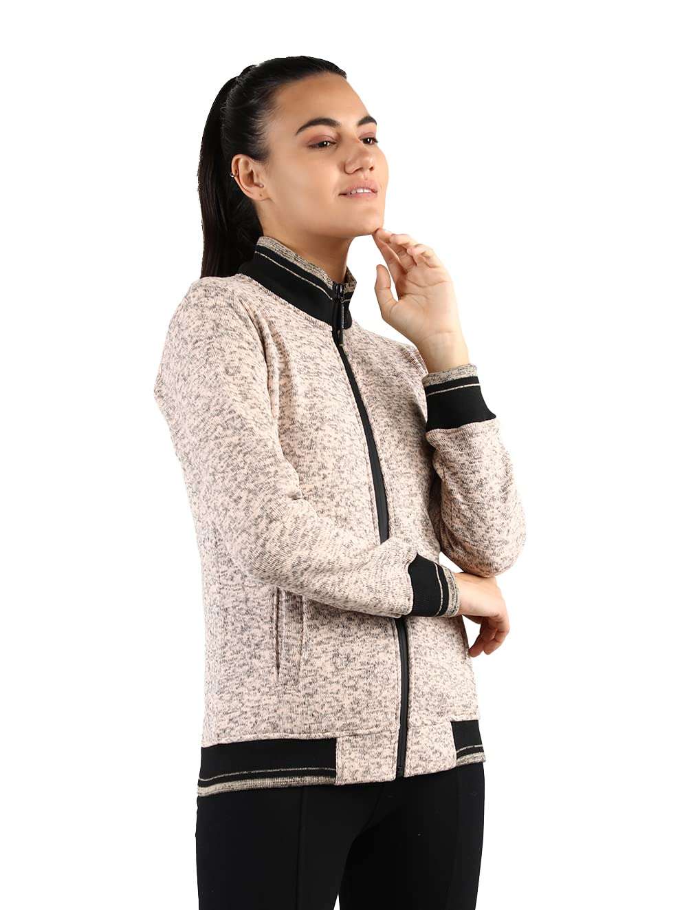 Chkokko Women'S Wool High Neck Sweatshirt (Wmswtshrt02Sandybeachm_Sandy Beach_M) 4