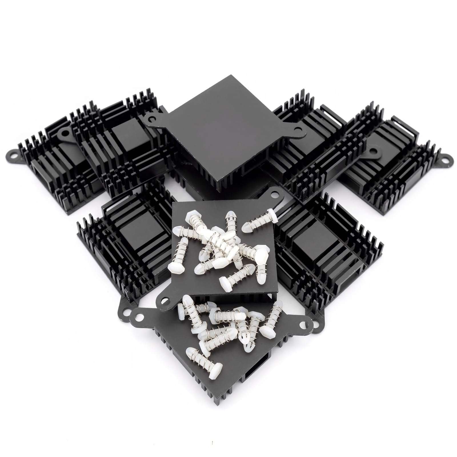 Aluminum Heatsink 38x38x10mm GPU Heat Sink Cooling Black Radiator with Bridge for Electronics CPU Chip 10 PCS 5