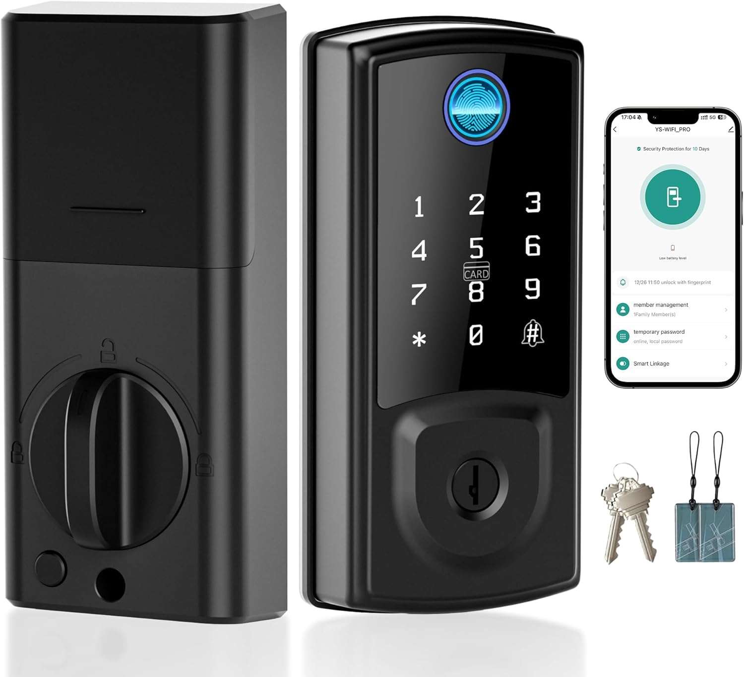 Smart Door Lock,Keyless Entry Door Lock for Front Door,Security Smart Deadbolt with Touchscreen Keypad,App Remote Control Fingerprint 2
