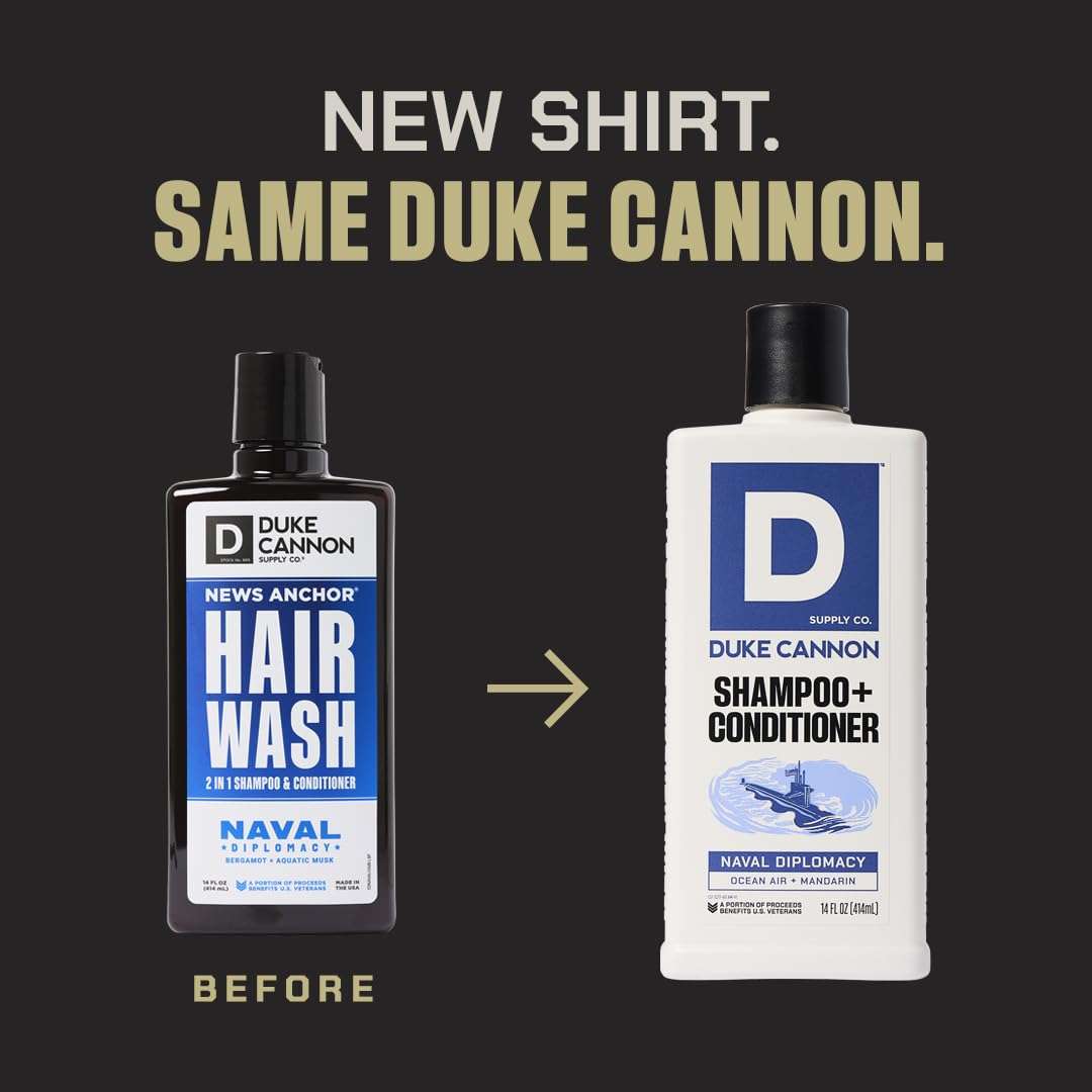 Duke Cannon Supply Co. 2-in-1 Hair Wash - Masculine Scent - Gentle Cleansing Hair Wash For Men - Stimulating Hair Shampoo & Conditioner - Strengthens Hair - Naval Diplomacy - 2 Pack (14 oz) 6