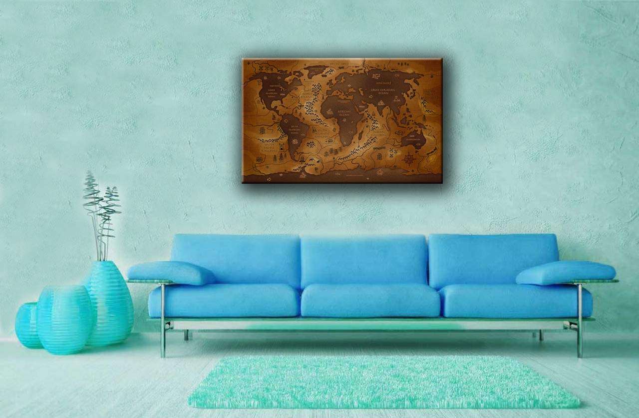 Wallpics® Vintage World Map Fully Waterproof Vinyl Sticker Poster for Living Room,Bedroom,Office,Kids Room,Hall(12X18) 4