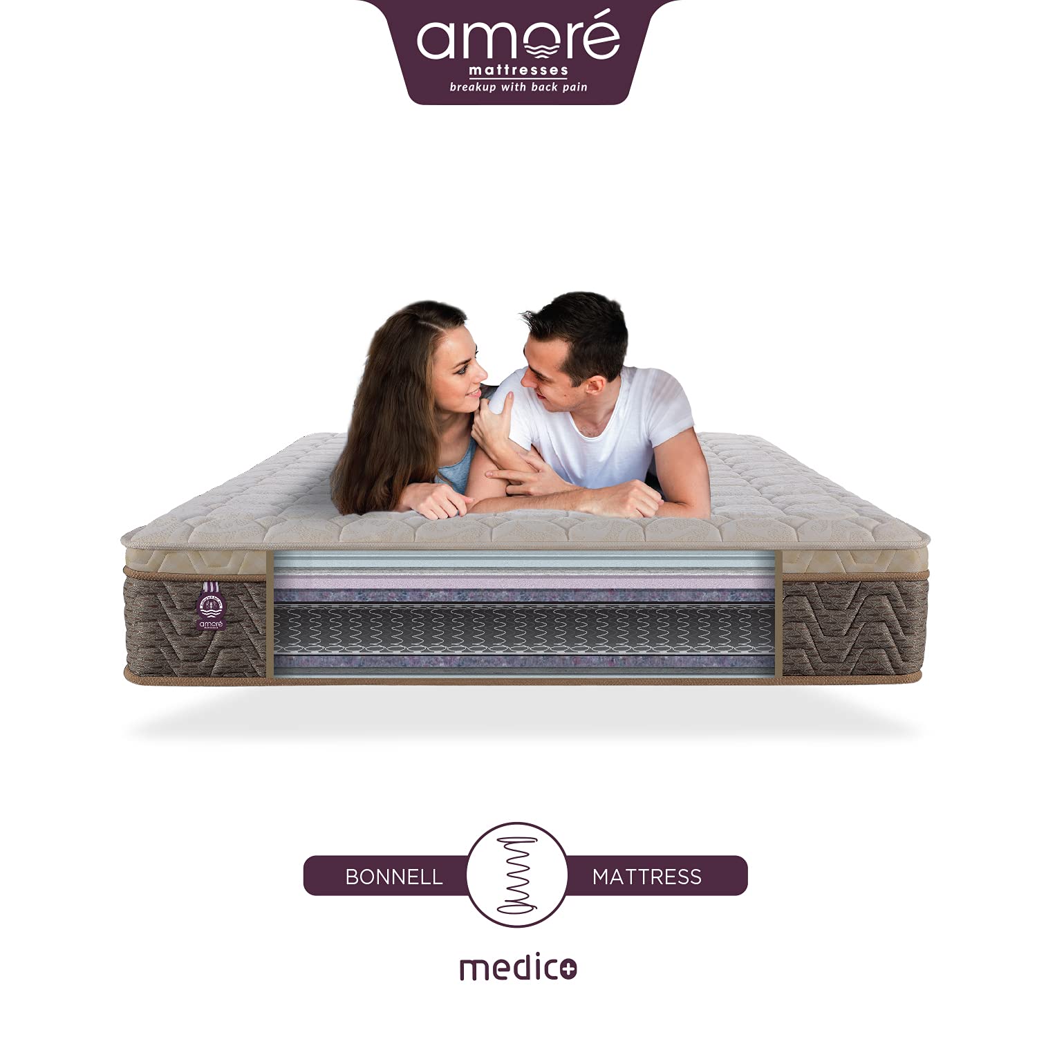AMORE Medico 8 Inch Eurotop Bonnell Spring & HR Foam Soft Double Size Mattress (72x48x8 Inch) 5