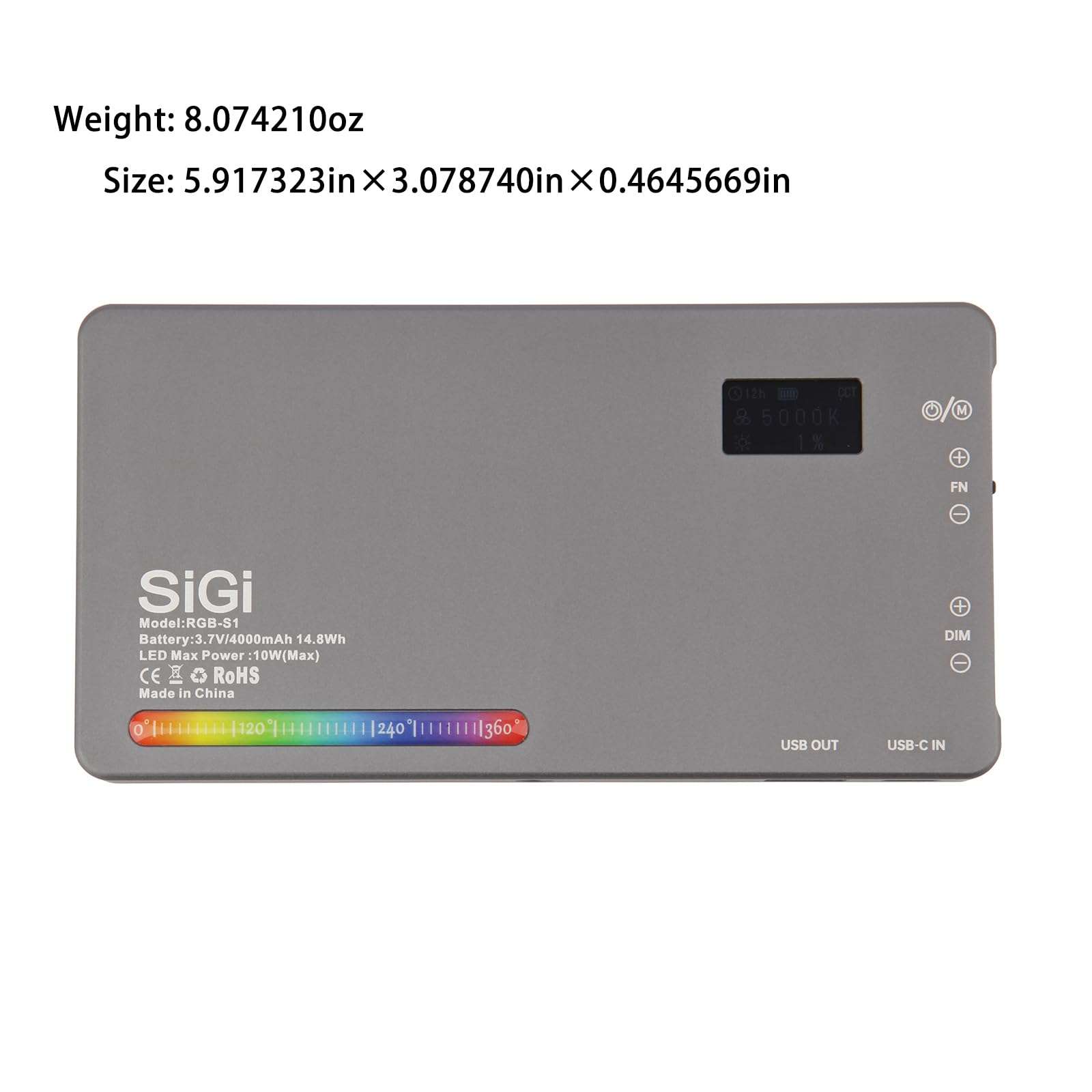 SIGI RGB-S1 Mini Fill Light for Camera Shooting, LED Fill Light for Mobile Phone Shooting, Carry-on Fill Light for Outdoor outings, RGB Color Light, White and Yellow Temperature 2