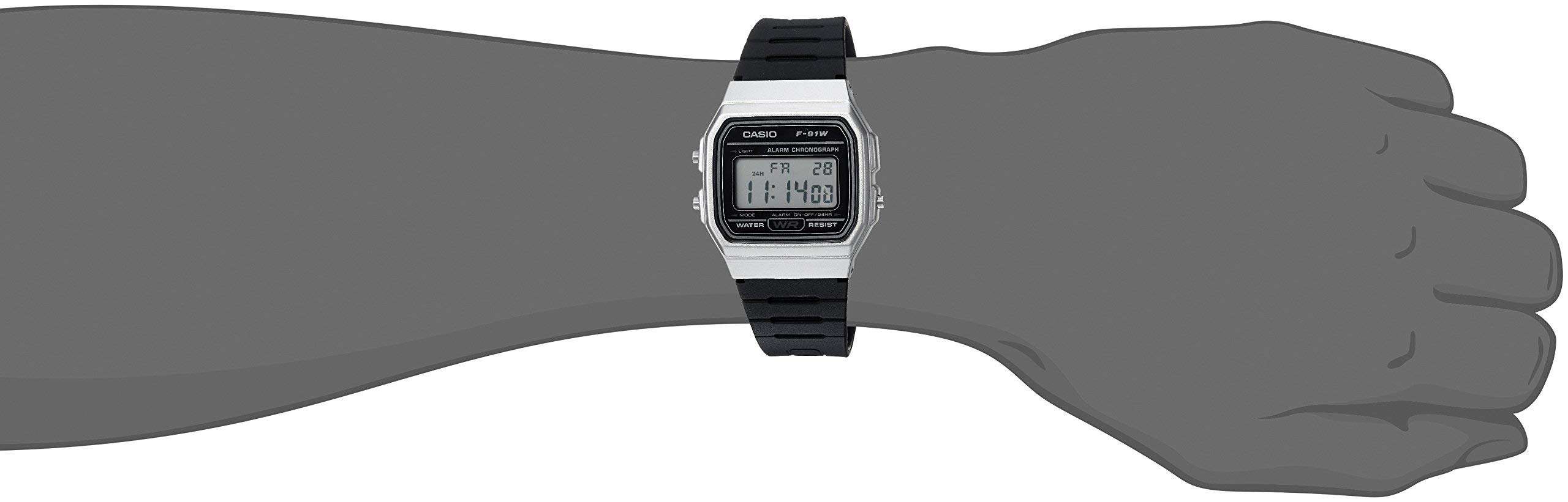 Casio Men's 'Vintage' Quartz Metal and Resin Casual Watch, Color:Black (Model: F-91WM-7ACF) 3