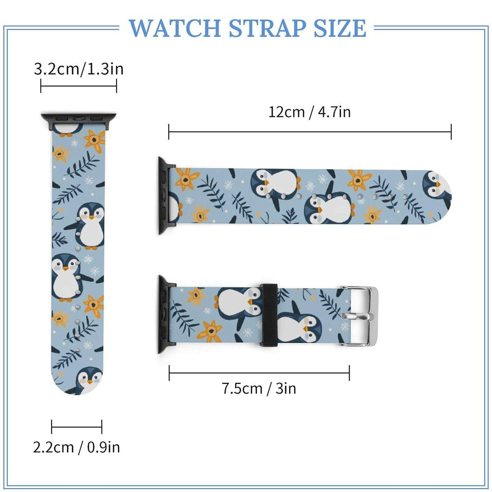 Cute Penguins Silicone Watch Band for Women Men Replacement Watch Strap Wristbands 38mm/40mm 3