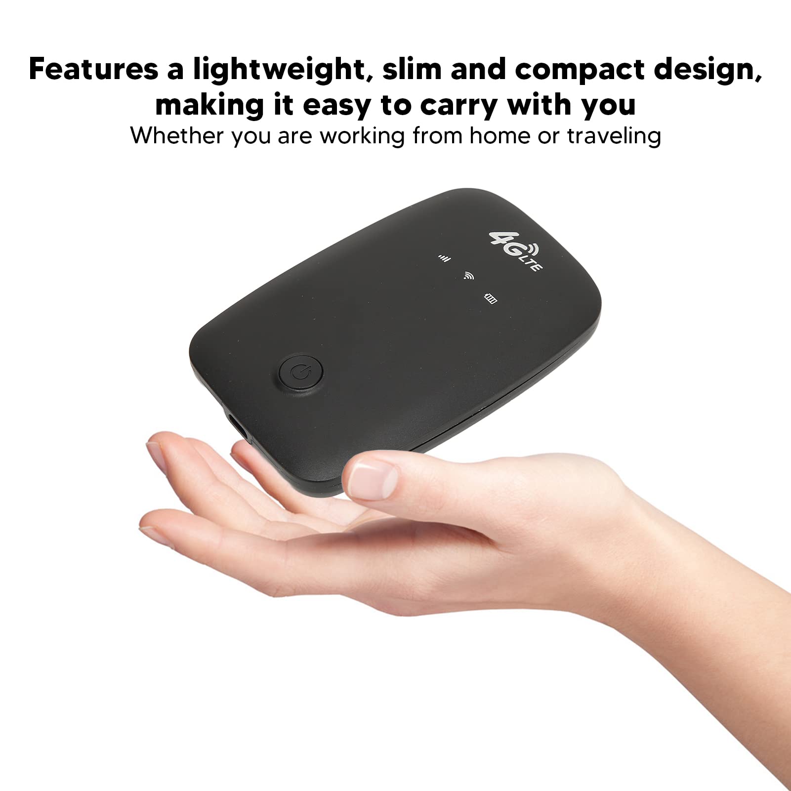 Mobile WiFi Hotspot, High Speed Internet Access Portable 4G WiFi Router 2100mAh Battery SIM Card Slot Black for Cell Phone 3