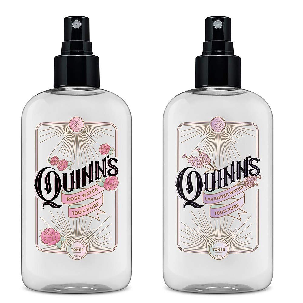 Quinn’s Alcohol Free Facial Toner Mist with Pure Rosewater 8oz and Quinn’s Alcohol Free Lavender Water-Natural Pillow Spray and Facial Body Mist 8oz 1