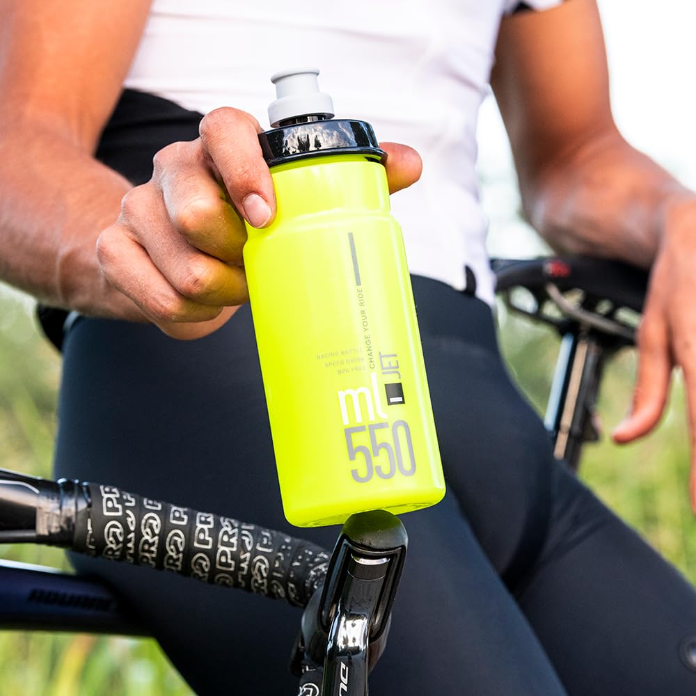 Elite Jet 550ml Water Bottle, Fluorescent Yellow with Black Logo – High-Flow, Biodegradable, and BPA-Free 6