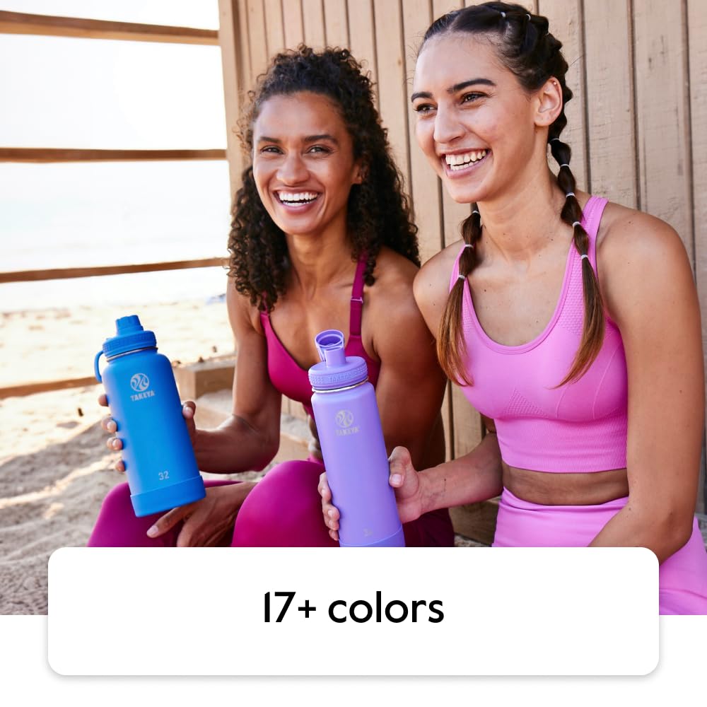 Takeya Actives 22 oz Vacuum Insulated Stainless Steel Water Bottles with Spout Lid Bundle - Teal and Bluestone 3