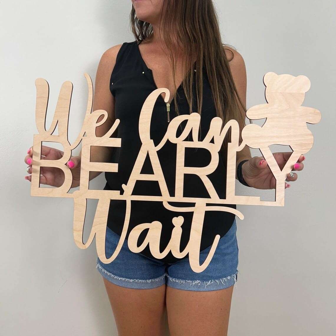 We Can Bearly Wait Wood Sign for backdrop,Bear Themed Party Decorations for Baby Shower Decorations,Gender Reveal Party Supplies 1