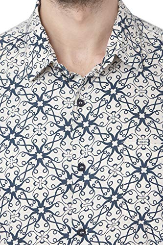 Mufti Men's Printed Slim fit Casual Shirt (MFS-11275-K-24-OFF Off White 3XL) 5