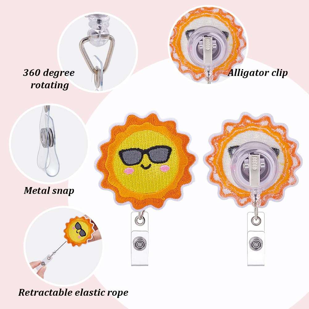 WEBEEDY 12 Styles Summer Beach Badge Reels Retractable Felt Nurse ID Badge Holder Cute Palm Tree Pineapple Watermelon Fruit Animals Name Holder with Clip for Teacher Doctor Office Holiday Decor Gift 4