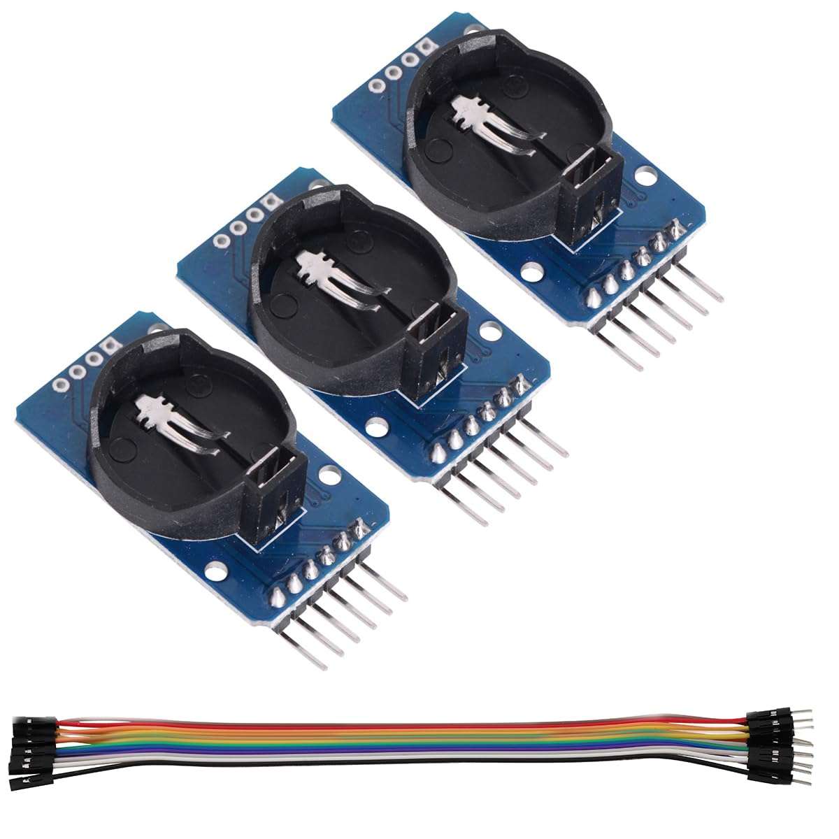 VKLSVAN 3PCS High Precision DS3231 AT24C32 IIC Real Time Clock Module Board Timer Memory Module Beats Replace DS1307 + 10P Jumper Cable 1