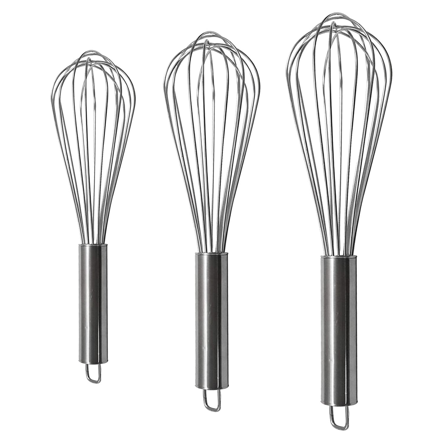 Whisks for Cooking, 3 Pack Stainless Steel Whisk for Blending, Whisking, Beating and Stirring, Enhanced Version Balloon Wire Whisk Set, 8"+10"+12" Wire Whisker, Egg Beater,