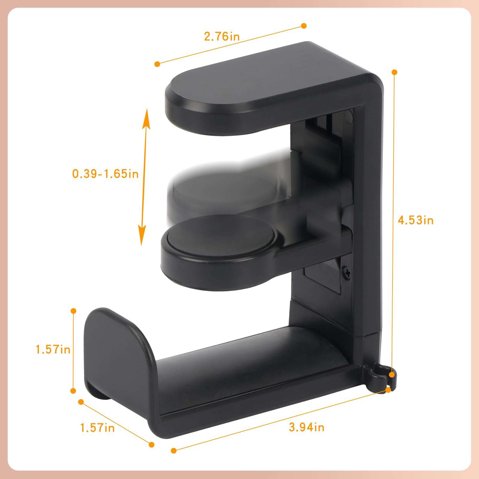 Songaa Headphone Stand - 360 Degree Rotation Headset Hanger Holder with Cable Organizer Clip Black, Black Adjustable Gaming Headphone Hook Under Desk Mount Headset Clamp 5