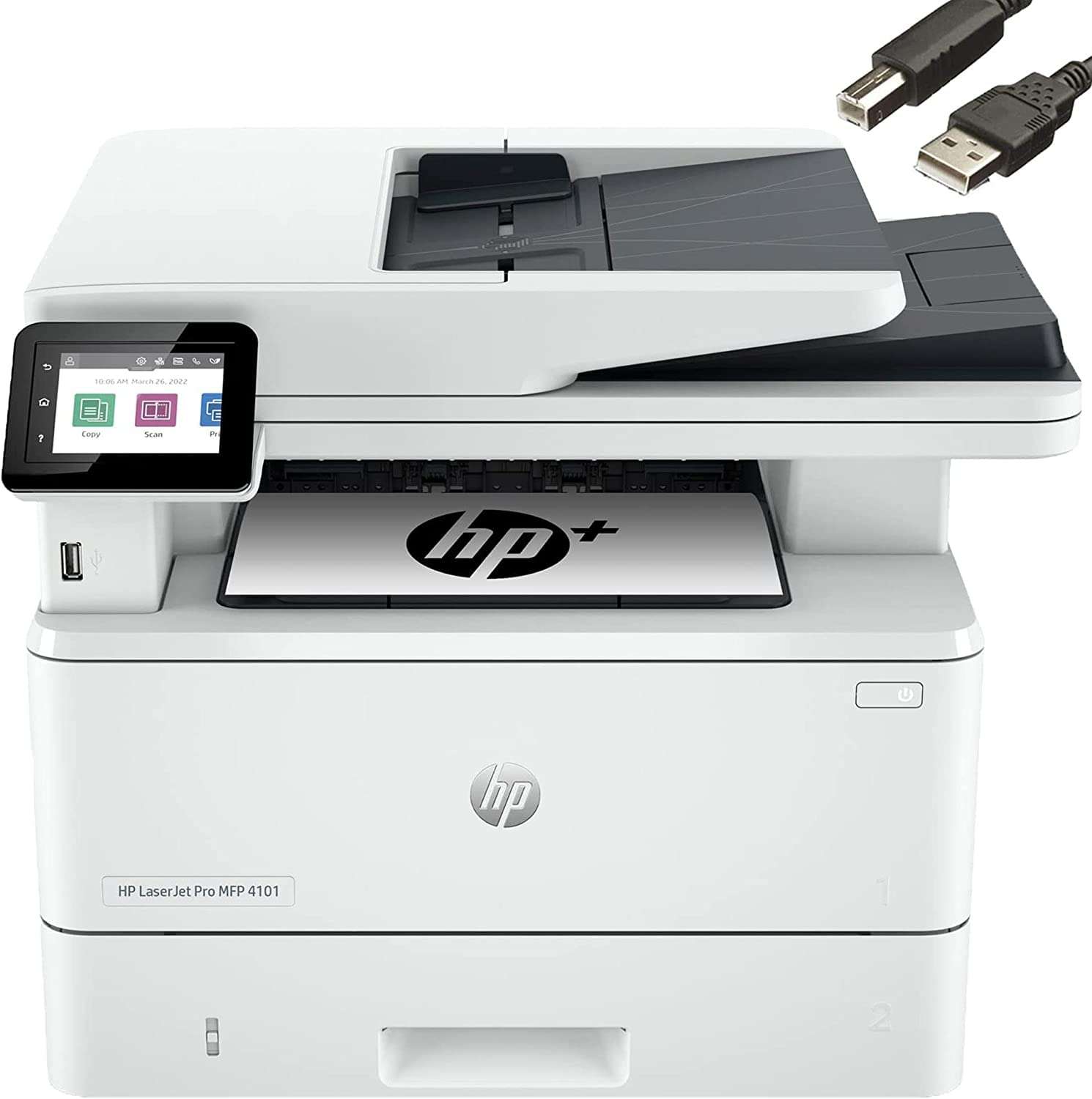 HP Laserjet Pro MFP 4101fdwe Wireless Black & White Printer, Print scan Copy fax, Auto Duplex Printing, 2.7 Inch Touchscreen Display, 42 ppm, 256MB, Bundle with Cefesfy Printer Cable 1