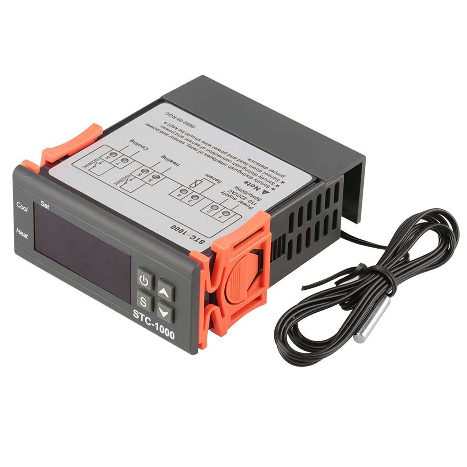 WEI-LUONG Tools Reminnbor Thermostat Dual Digital Display Temperature Controller with Double NTC Probe Heater Sensor Probe Two Relay Output 12V Relay 1