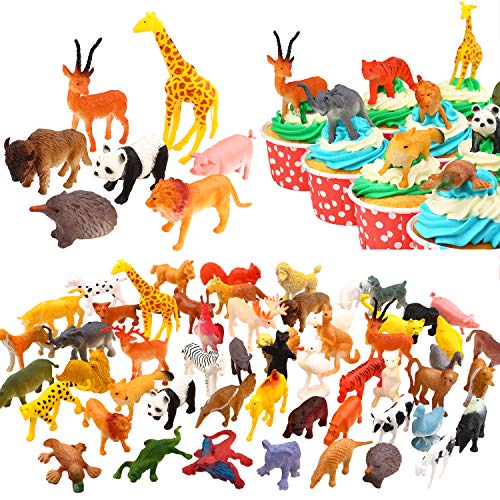 Yeonha Toys Animals Figure, 80 Piece Mini Safari Jungle Animals and Farm Animal Toys Set, Realistic Wild Vinyl Plastic Animal Learning Toys for Boys Girls Kids Toddlers Forest Party Favors 1