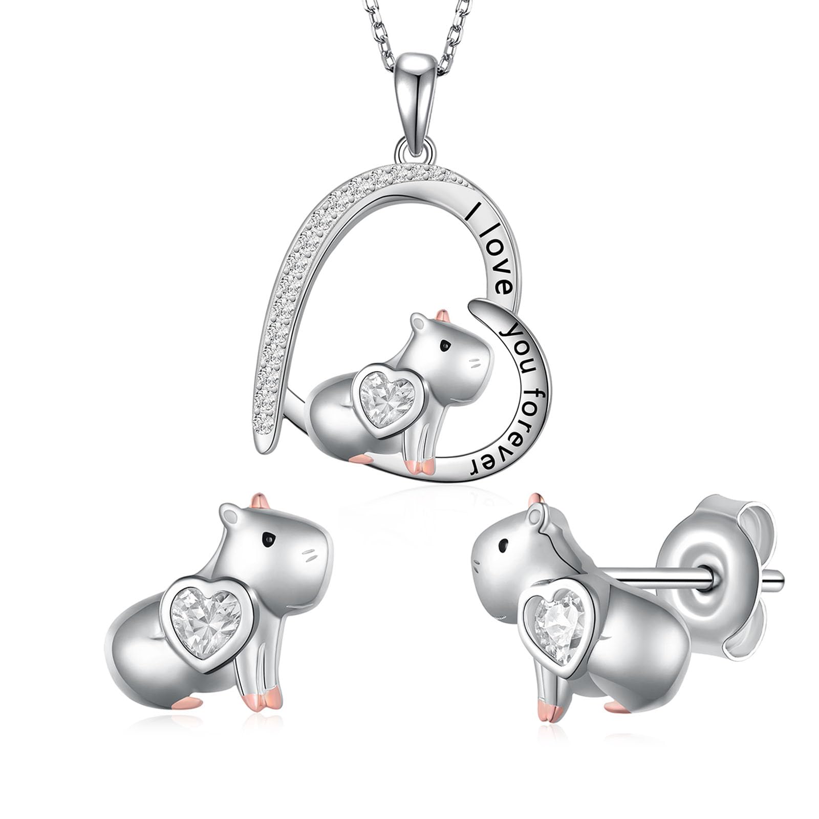 Capybara Gifts 925 Sterling Silver Capybara Earrings Capybara Necklace Lovely Capybara Stuff Birthday Gifts Jewelry for Women 1