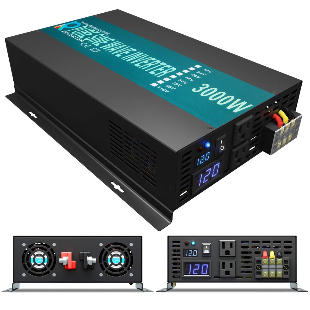 WZRELB RBPRC300012 3000W 12V 110~120V Pure Sine Wave Solar Power Inverter with Remote Control Switch