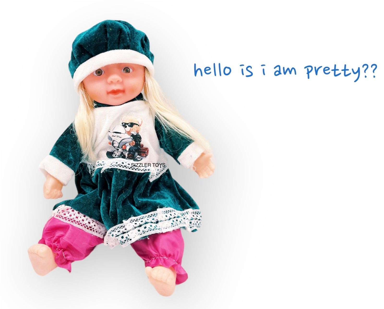 SIZZLER TOYS Present Cute Soft Squishy Musical Little Baby gudiya in Baby Dress (Multicolours)(Small Size) ha ha ah Sound (Sweet Doll) 6