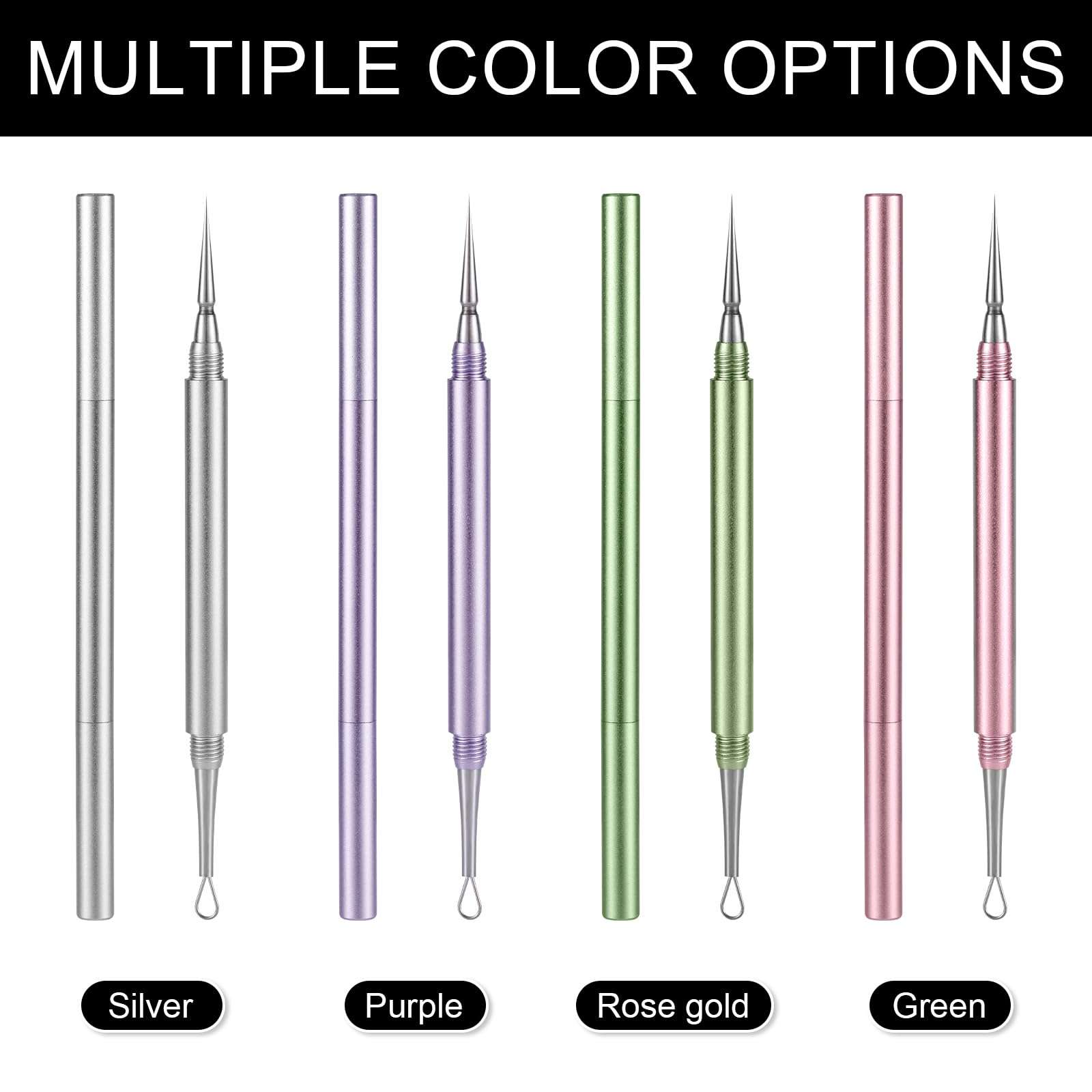 Blackhead Extractor, Metal 2 in 1 Acne Clean Needle Professional Pimple Popper Needle Whitehead Popping Extractor Double-Ended Black Head Remover Comedone Tool for Nose & Face(Silver) 4