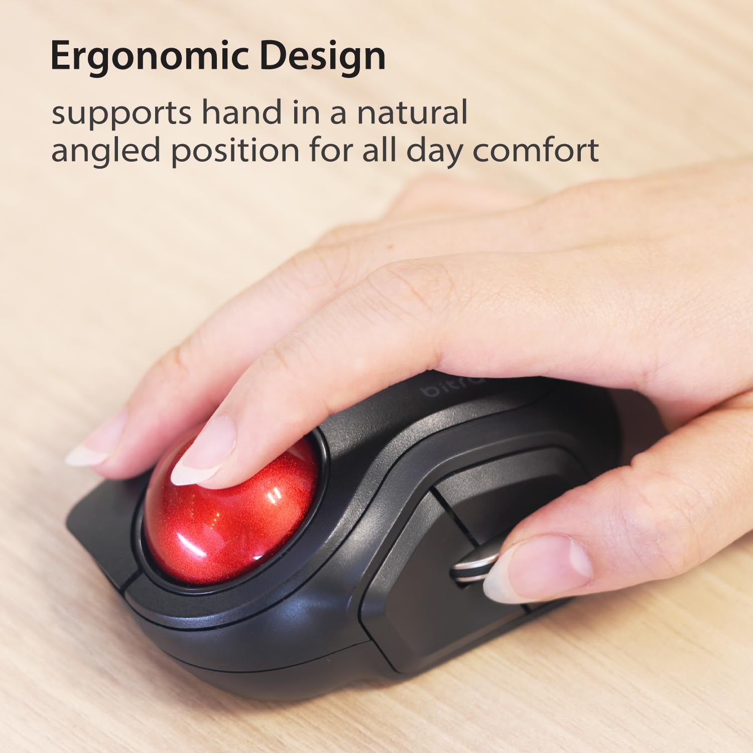 ELECOM Bitra Small Travel Trackball Mouse with Case, 2.4Ghz USB Wireless, Index Finger Control, Silent Mouse, Ergonomic Design, 5 Programmable Buttons 3