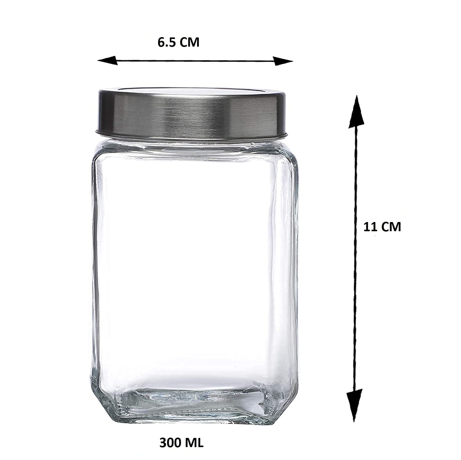 Zinble09 Kitchen Storage Cube Glass Jars,Airtight Glass Canister with Silicone Buckle Lid, Perfect for Kitchen Canning Cereal, Pasta, Sugar, Beans and More ( 300ML Pack of 3 ) 4
