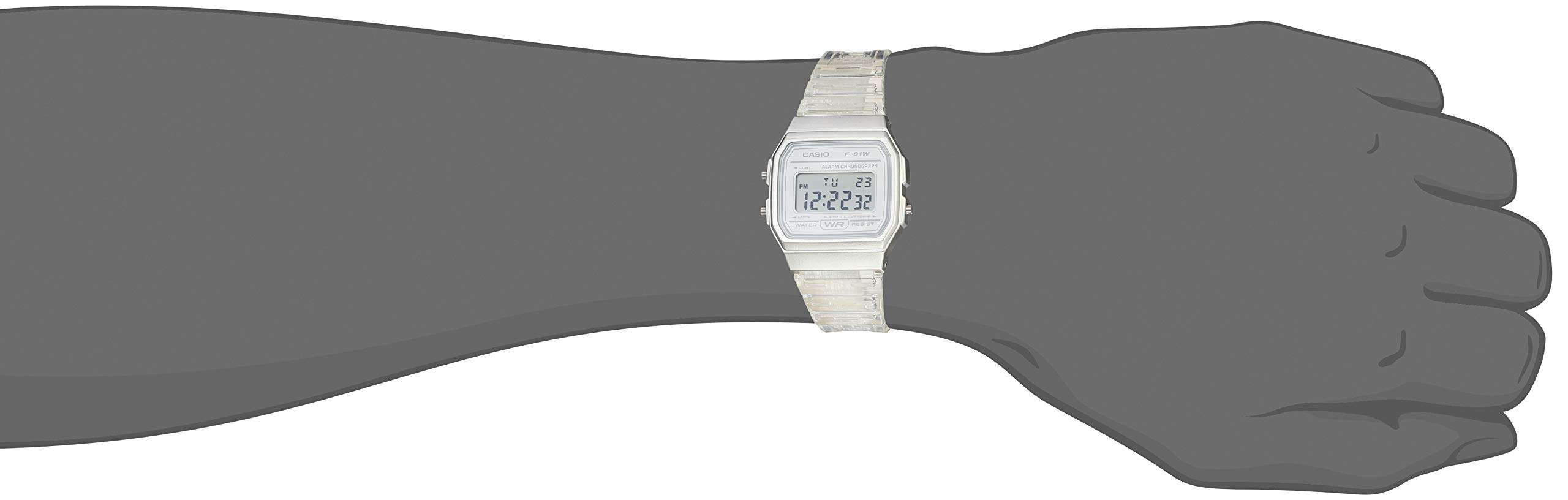 Casio Quartz Watch with Resin Strap, Clear, 20 (Model: F-91WS-7CF) 5