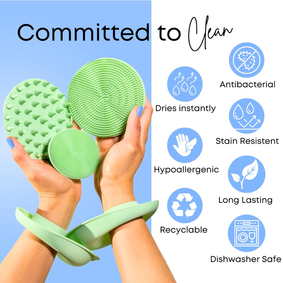 LiquiLinks Beauty Gift Set for Face & Body - Spa Kit with Silicone Wristbands, Body Scrubber, Face Buffer & Scalp Exfoliator - Essential Skincare for Teen Girls & Women (Blush Pink) 4