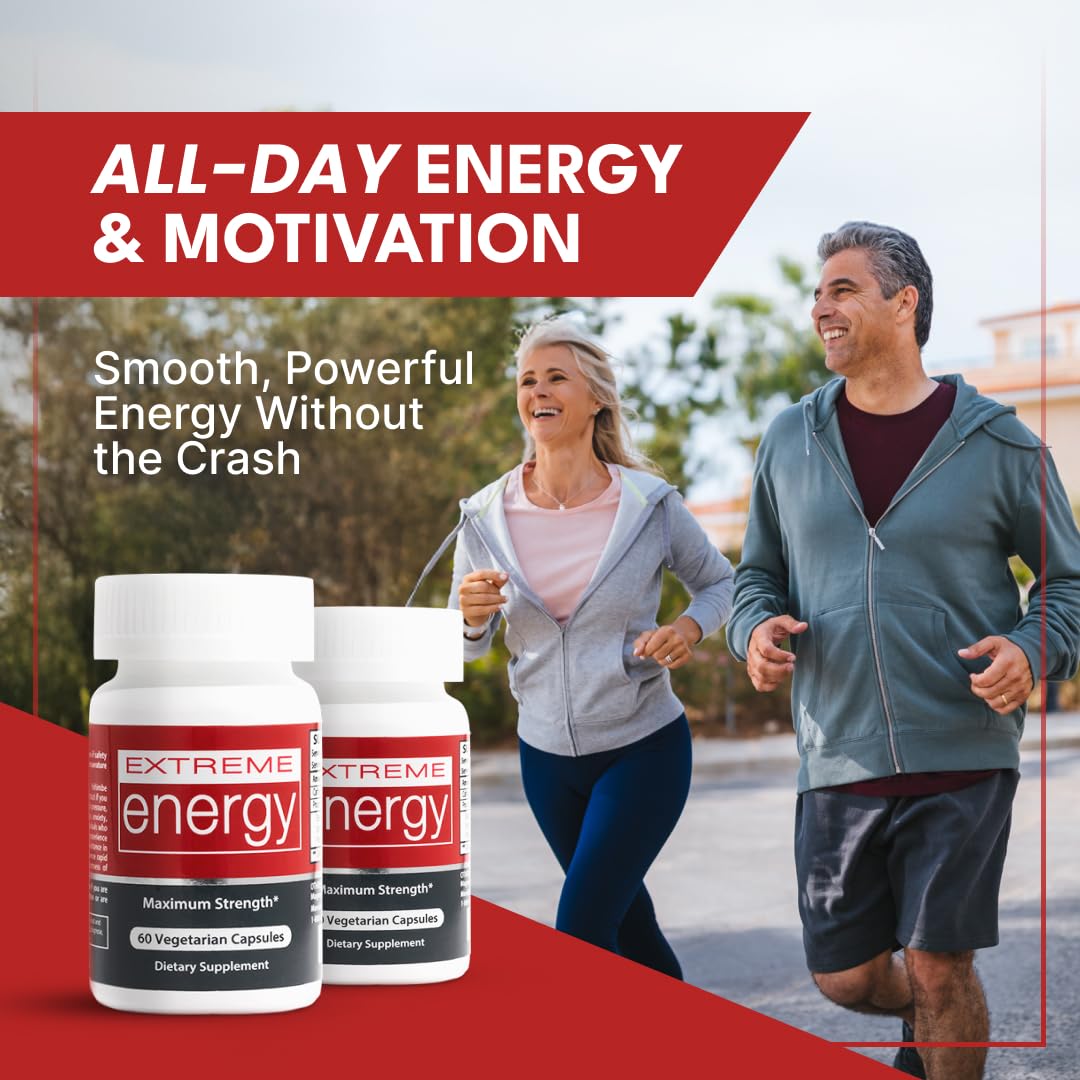 Extreme Energy - Powerful Energy Pills for Women & Men - Lasts 6-10+ Hours Without Crash or Jitters - 100% Natural Energy Supplement for Fatigue, Motivation, Focus (60 Ct) 2