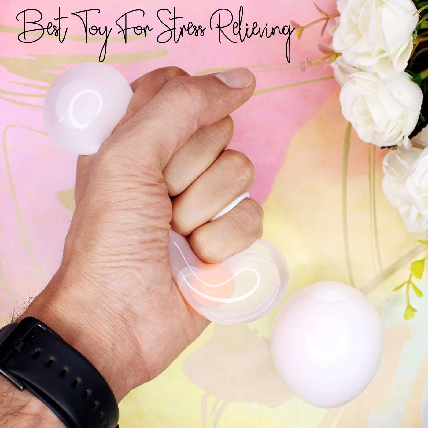 KAVIN Stress Buster Egg Shape Squishy Toy Hand Exercise Squeeze Ball for Kids and Adults Combo of 4 (Colours May Be Vary) 6