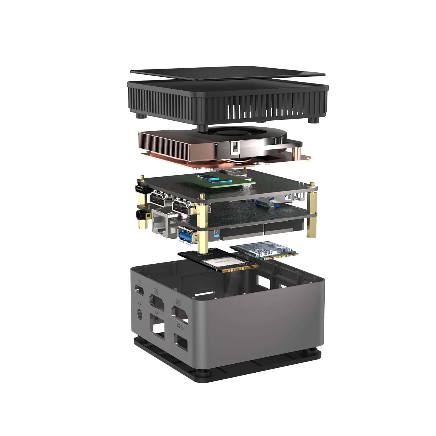 IDEARACE Mini Desktop PC Celeron N5105 CPU 4 Cores Up to 2.90GHz 8GB RAM 256GB SSD Built in AC7265/2.4G/5G 2xHD 1xGiga LAN(RJ45) 6